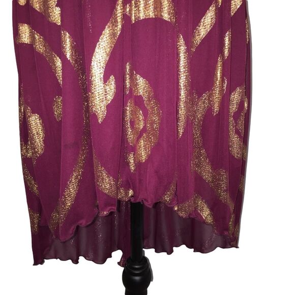 BCX Strapless High Low Wine Gold Dress Size 11 Beaded Waist Semi Formal - Picture 7 of 12